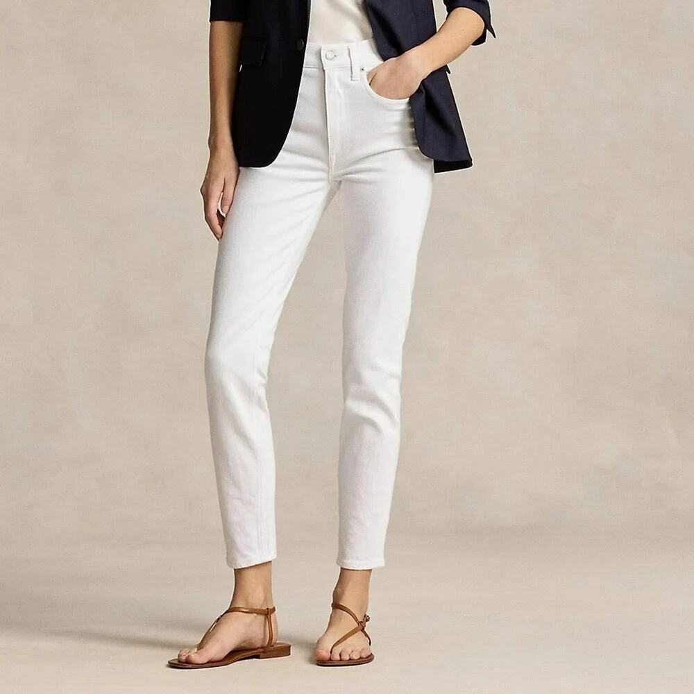 Polo Ralph Lauren Womens The High Rise Skinny Stretch White Jeans Sz. 26R $168